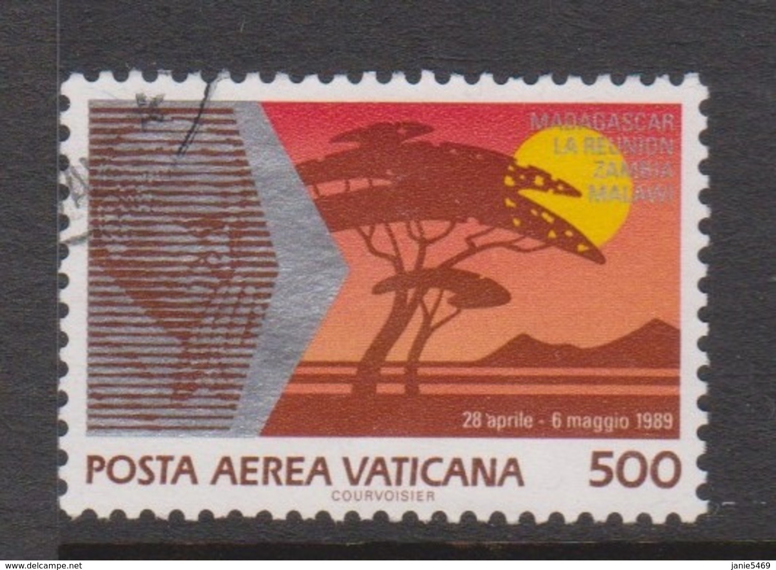 Vatican City AP 90 1990 Pope Travels During 1989  .500 Lire ,used - Used Stamps