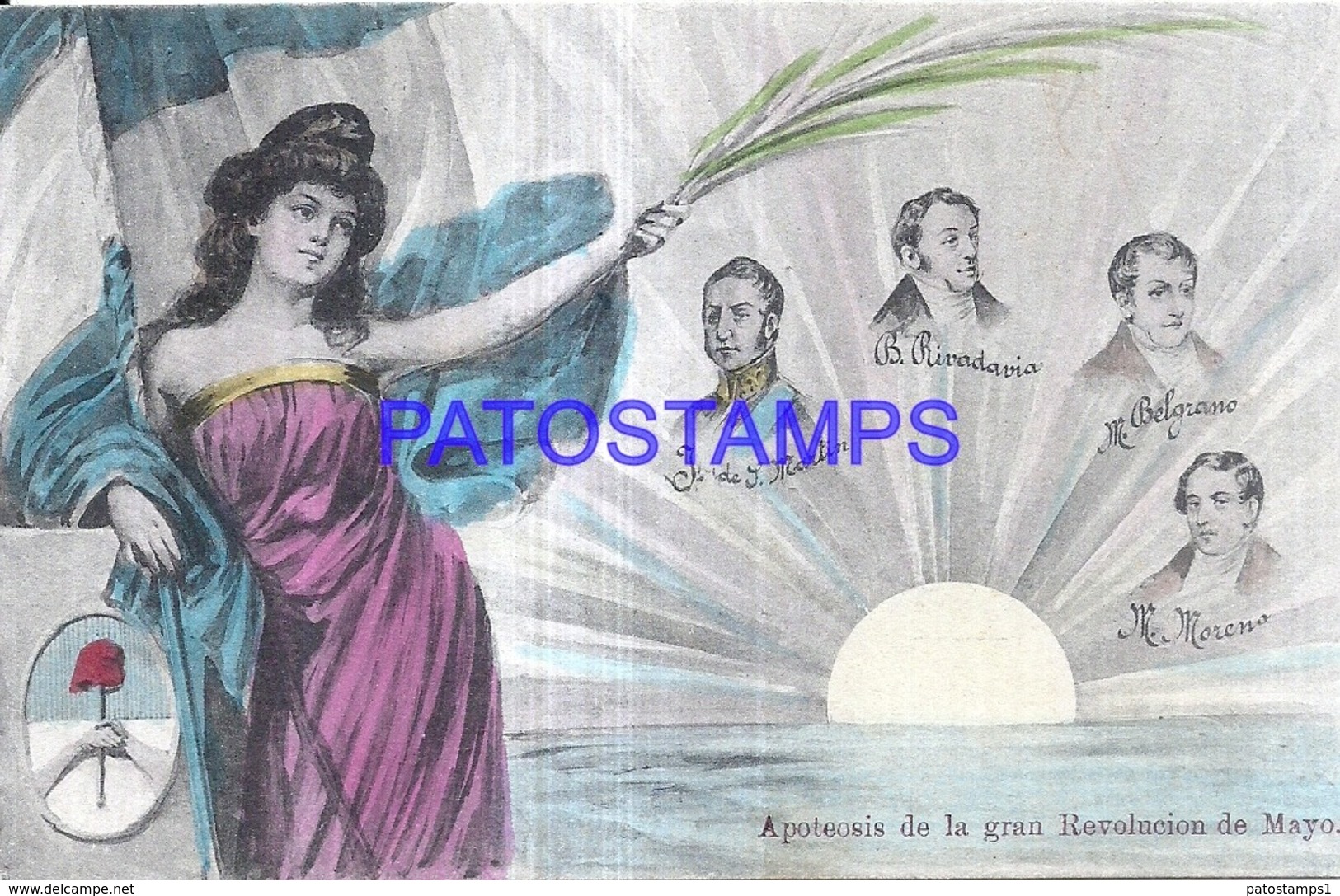 124458 ARGENTINA ART PATRIOTIC HERALDRY & FLAG CENTENARIO CIRCULATED TO GERMANY POSTAL POSTCARD - Argentina