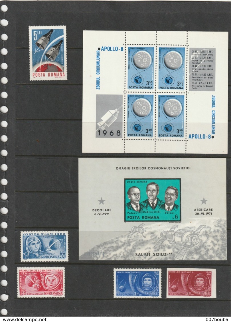 ROUMANIE - ESPACE / SPACE - LOT MNH ** BLOCS, FEUILLETS ET TIMBRES DENTELES ET NON DENTELES - Europe