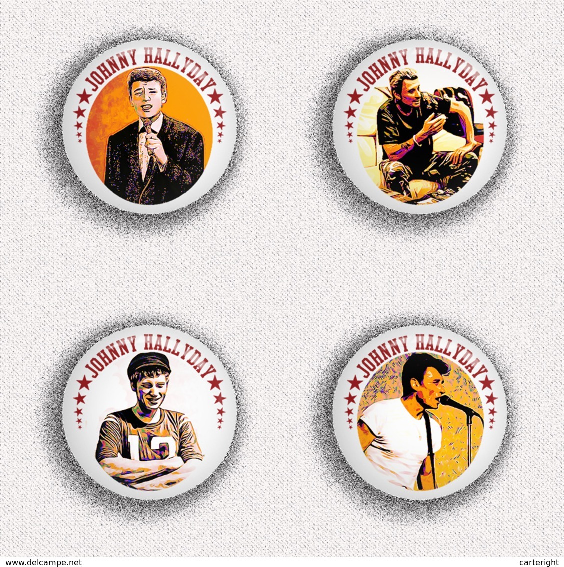 Johnny Hallyday Music Fan ART BADGE BUTTON PIN SET 5 (1inch/25mm Diameter) X 35 - Musique