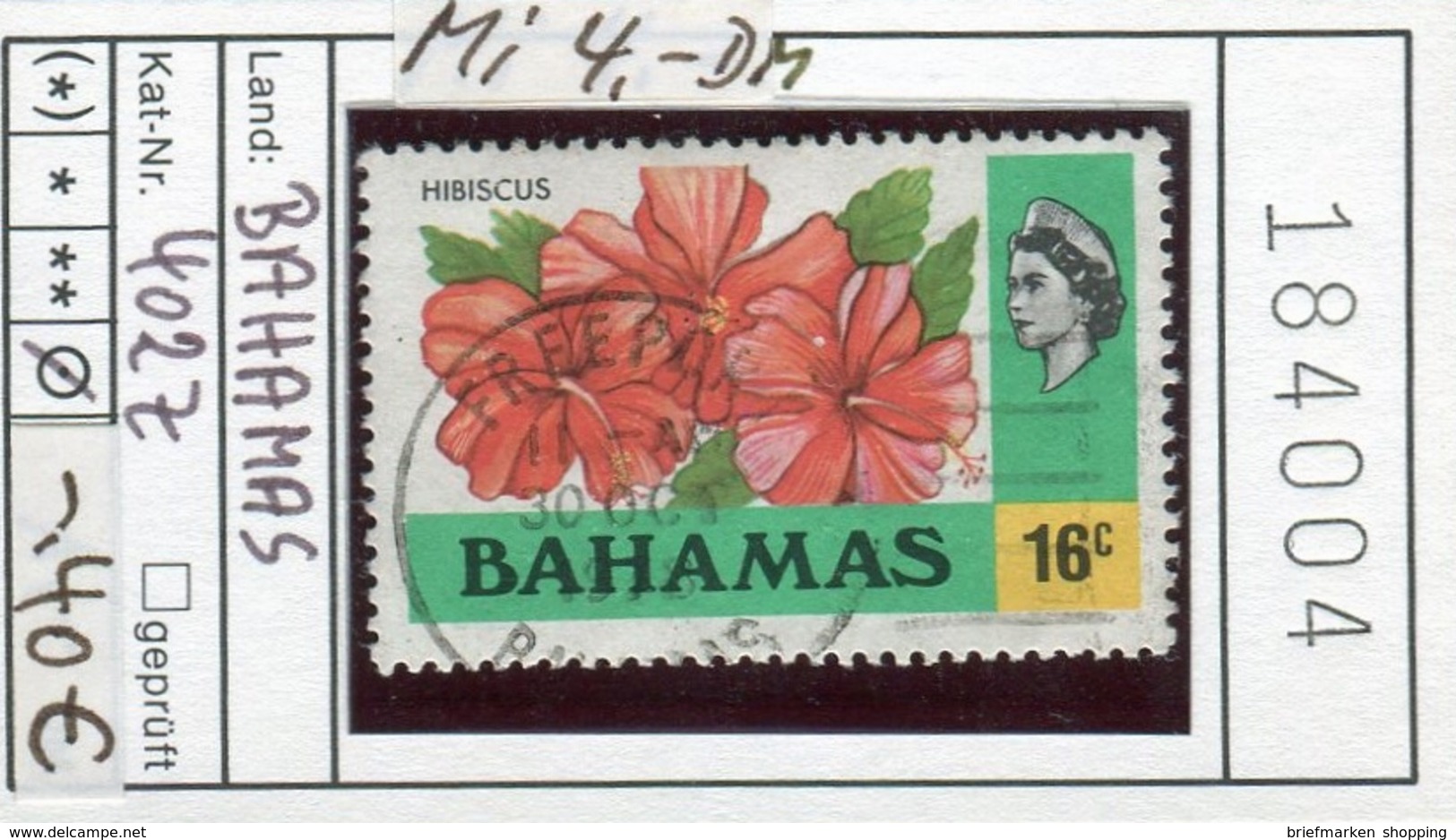 Bahamas - Michel 402z - Oo Oblit. Used Gebruikt - Blumen Flowers Fleurs Bloemen - Bahamas (1973-...)