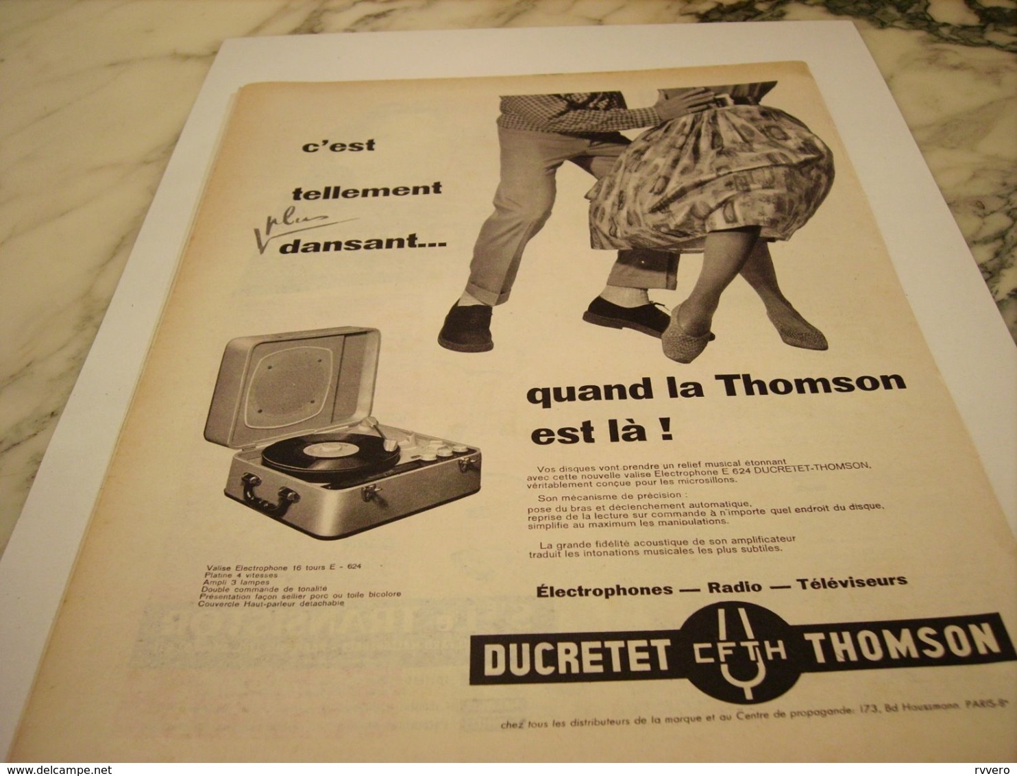 ANCIENNE PUBLICITE PLUS DANSANT AVEC DUCRETET THOMSON  1960 - Andere & Zonder Classificatie