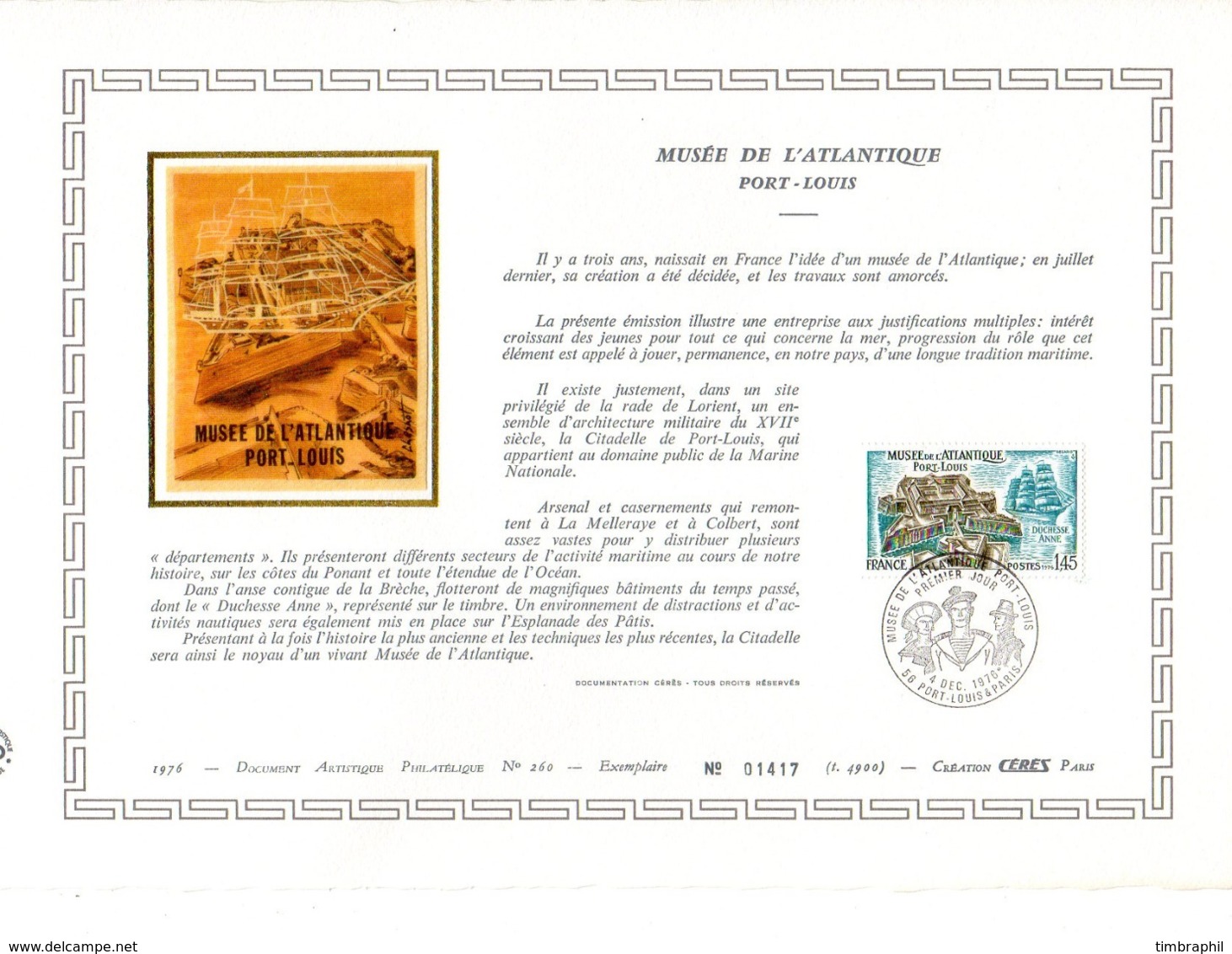 Document Artistique Philatélique Cérès N° 260 (YT N° 1913): RARE !!! - Documents De La Poste