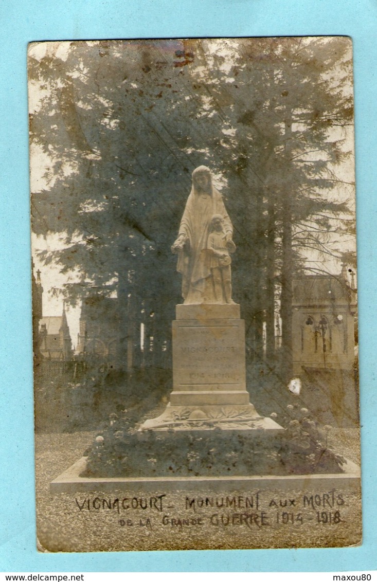 Carte Photo -VIGNACOURT -  Monument Aux Morts De La Grande Guerre 1914-1918 - - Vignacourt