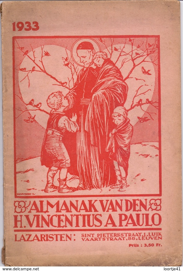 Almanak Van Den H. Vincentius - Lazaristen Luik & Leuven - 1933 - Autres & Non Classés