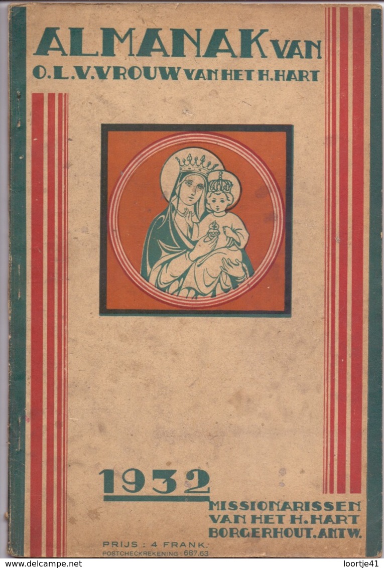 Almanak Van OLVr Van Het H. Hart - Missionarissen Borgerhout - 1932 - Autres & Non Classés