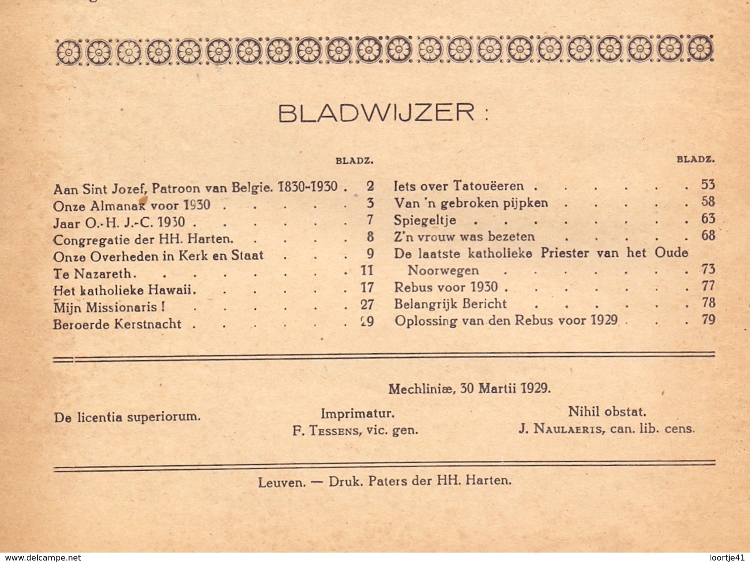 Almanak Van Den Heiligen Jozef , Apostelwerk Van Pater Damiaan - Leuven - 1930 - Andere & Zonder Classificatie