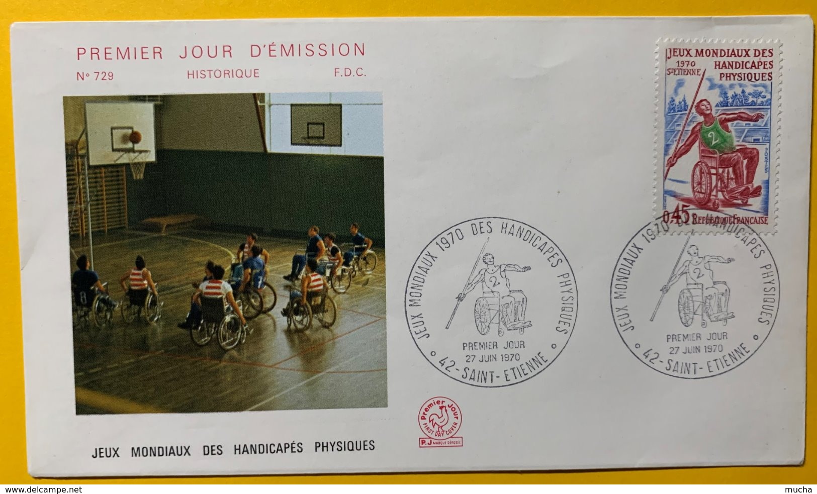 9214 - Jeux Mondiaux Des Handicapés Physiques FDC Saint Etienne 27.06.1970 - Sport Voor Mindervaliden