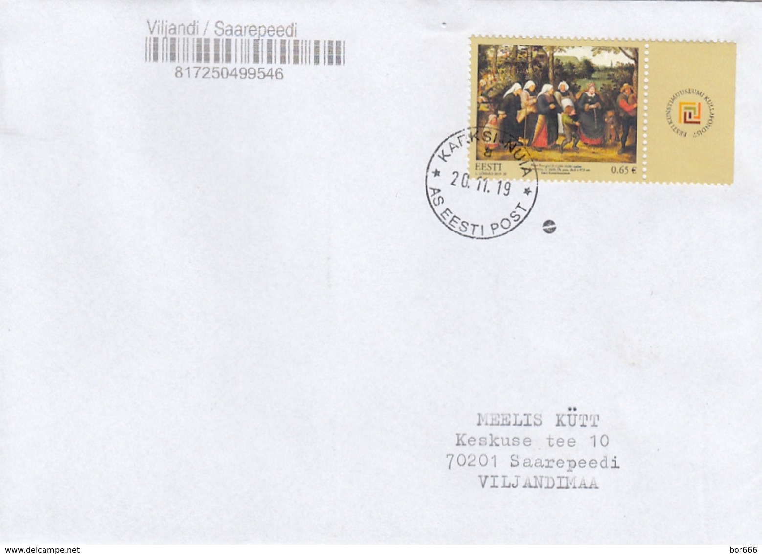 GOOD ESTONIA Postal Cover 2019 - Good Stamped: Art / Brueghel - Estonie