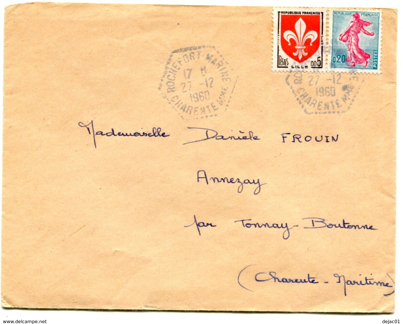 Lettre De 1960 - Cachet Hexagonal Rochefort Marine - R 5730 - Posta Marittima