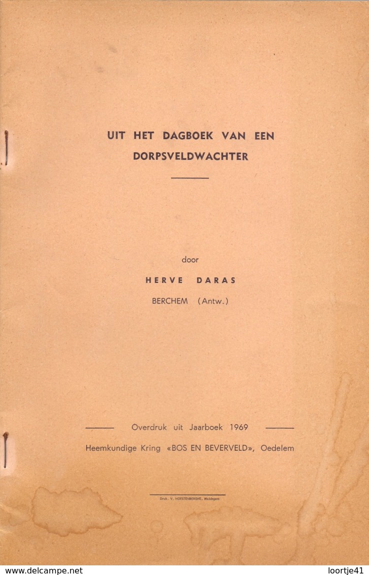 Brochure - Oedelem - Dagboek Dorpsveldwachter - Herve Daras Berchem - 1969 - Geschichte