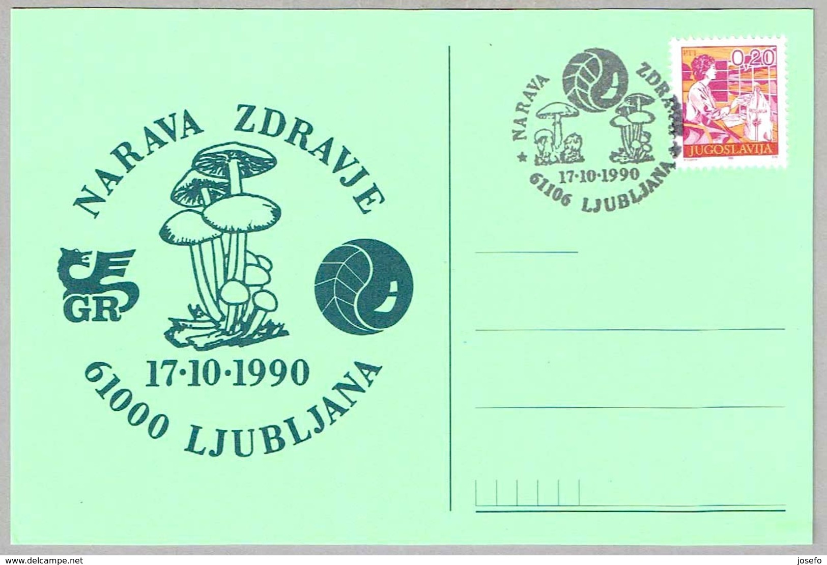 SETAS - MUSHROOMS - CHAMPIGNONS. Ljubljana, Yugoslavia, 1990 - Champignons