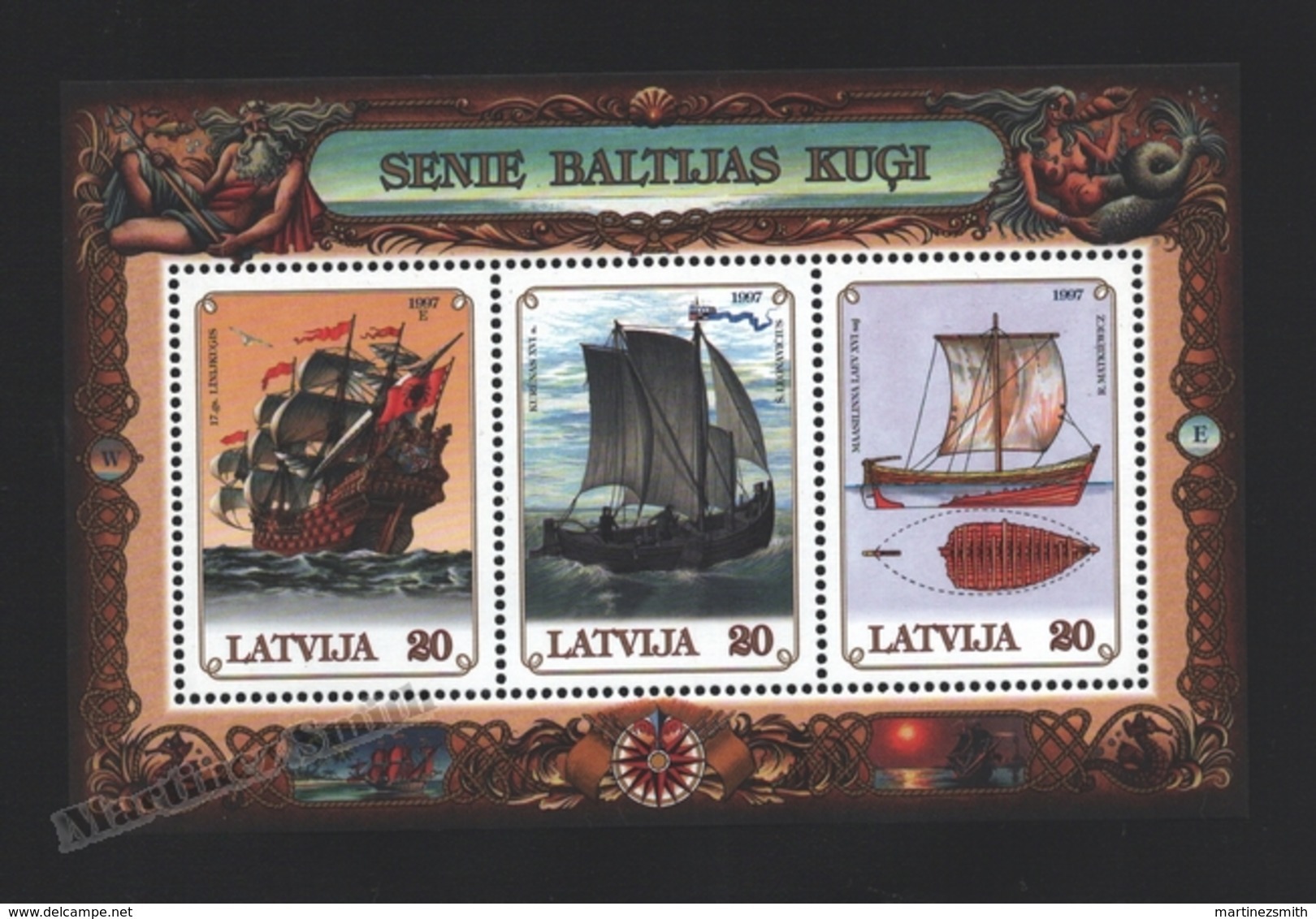 Lettonie – Latvia – Letonia 1997 Yvert BF 10, Old Baltic Ships – Miniature Sheet - MNH - Latvia