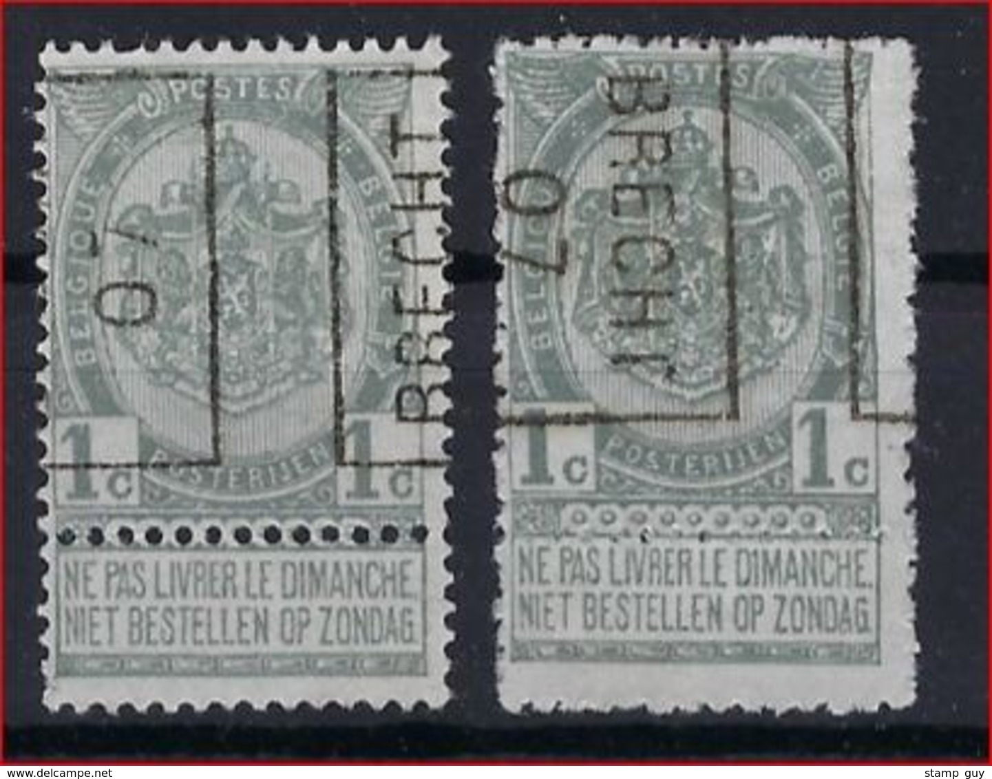 RIJKSWAPEN Nr. 53 Voorafgestempeld Nrs. 855A + 855B  BRECHT 07 ; Staat Zie Scan ! - Roller Precancels 1900-09