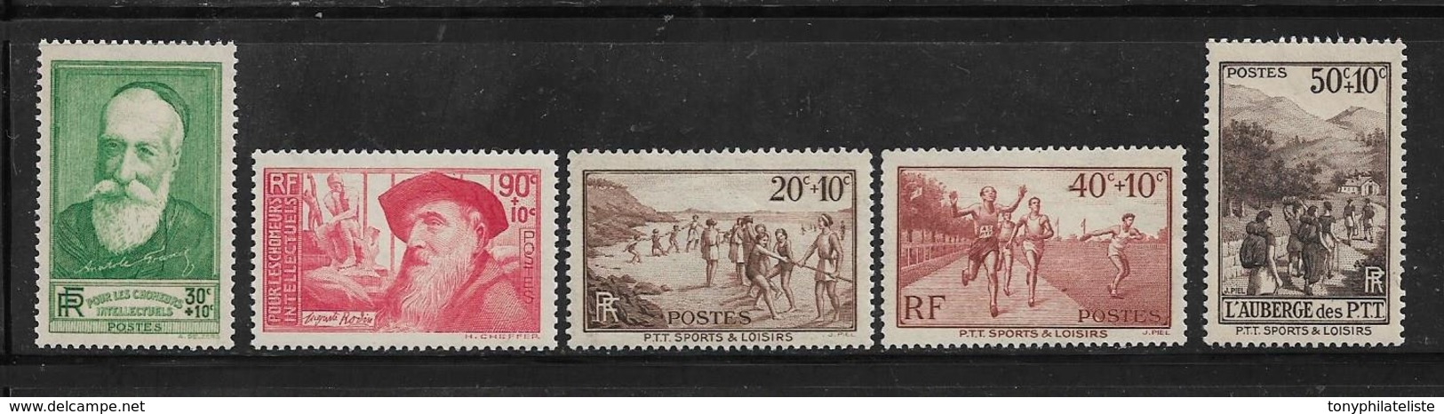 France Timbres De 1937 N°343 A 347 Neuf ** Belle Gomme - Nuevos