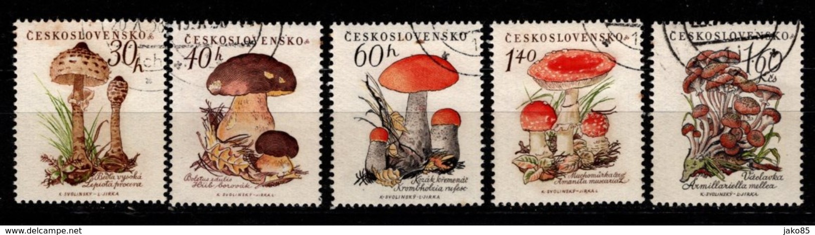 TCHECOSLOVAQUIE - 1958 - YT - N° 984 / 988 - Oblitérés - Série Complète - Mushrooms