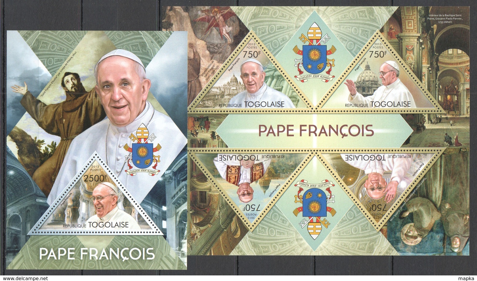 TG700 2013 TOGO TOGOLAISE TRIBUTE TO POPE FRANCIS PAPE FRANCOIS KB+BL MNH - Papi