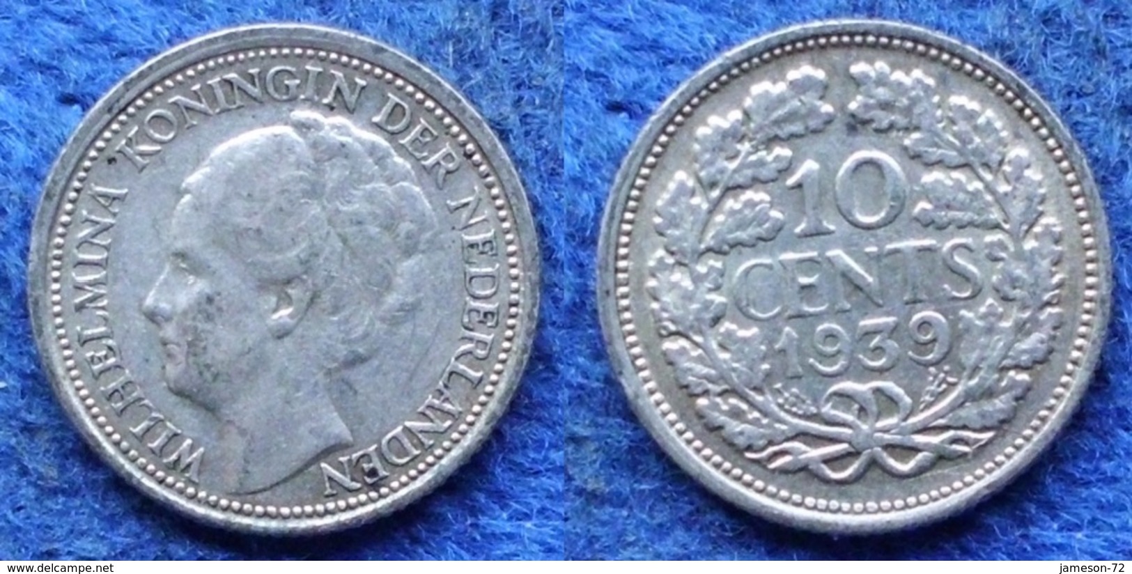 NETHERLANDS - Silver 10 Cents 1939 KM#163 WiIhemina (1890-1948) - Edelweiss Coins - Non Classés