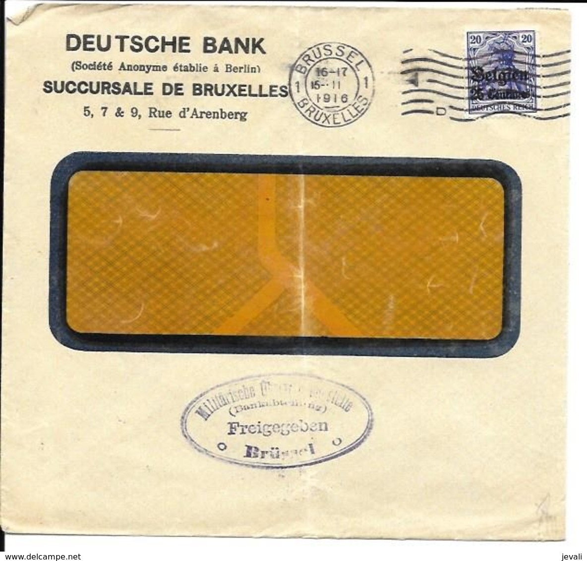 Lettre Deutsches Reich      BRUXELLES  Deutsche Bank ( 3 Scans ) - OC1/25 General Government