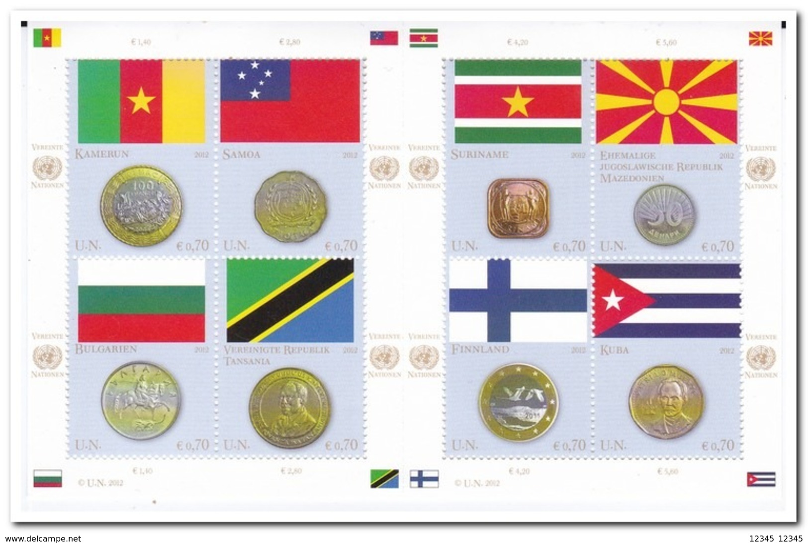 VN Wenen 2012, Postfris MNH, Coins, Flags - Neufs