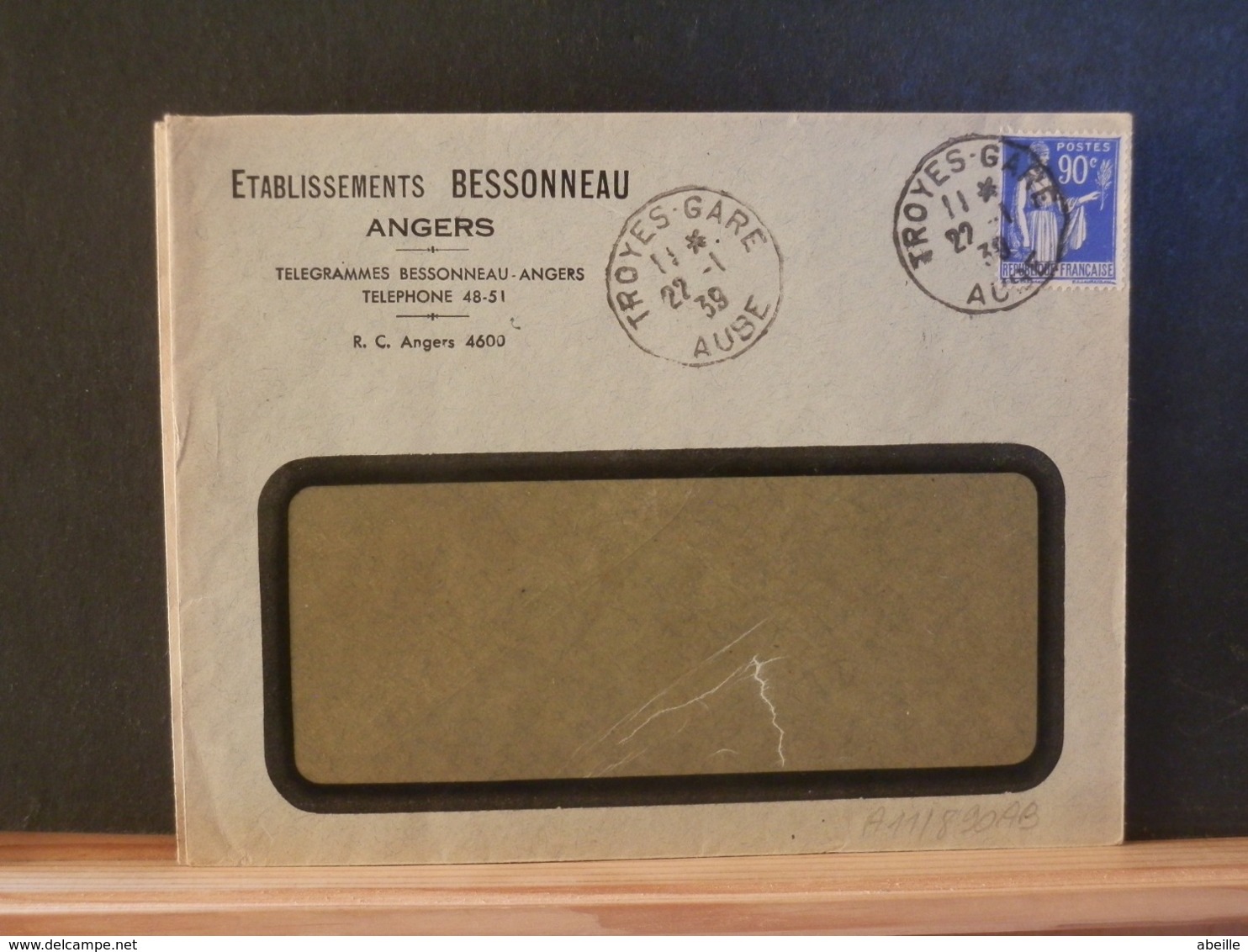 A11/890AB    LETTRE FRANCE 90C PAIX  1939 - 1932-39 Peace