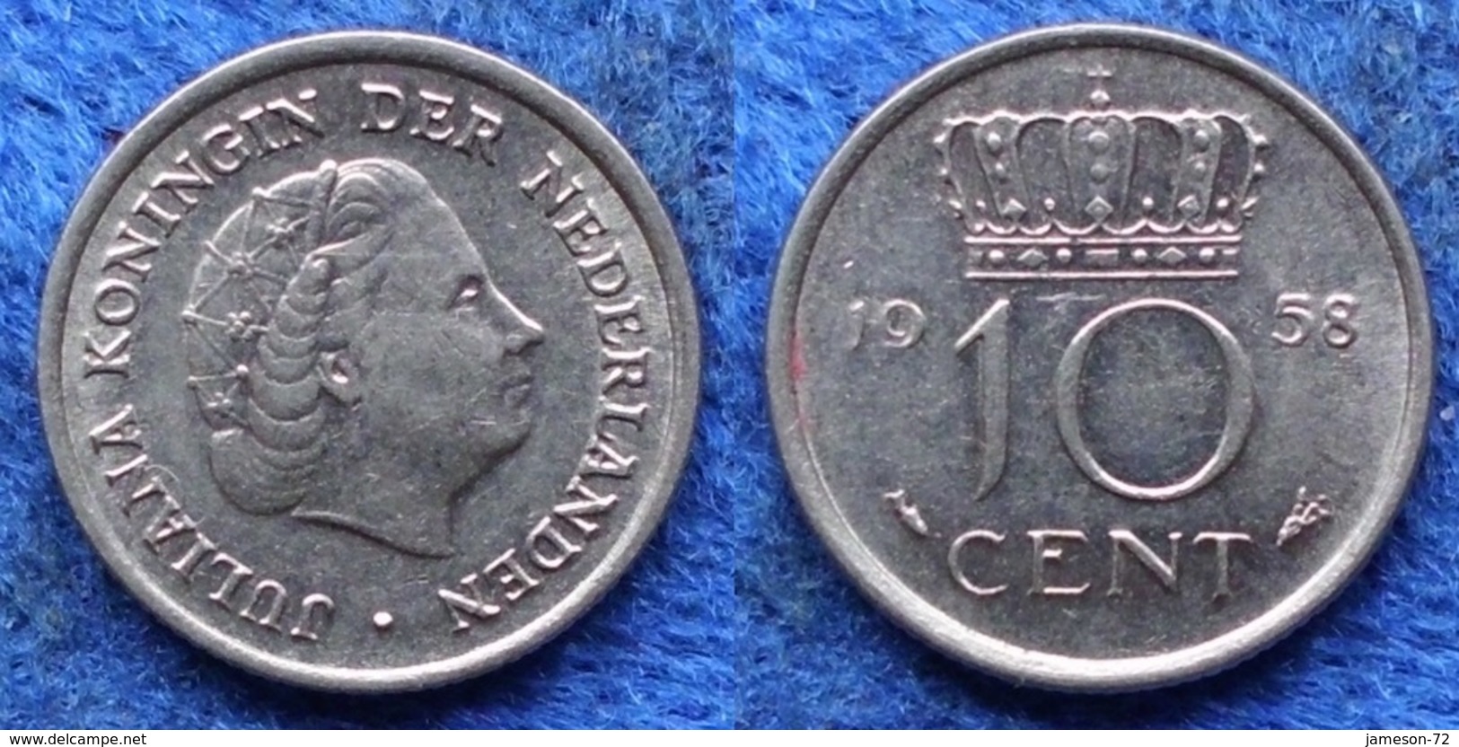 NETHERLANDS - 10 Cents 1958 KM# 182 Juliana (1948-1980) - Edelweiss Coins - Unclassified