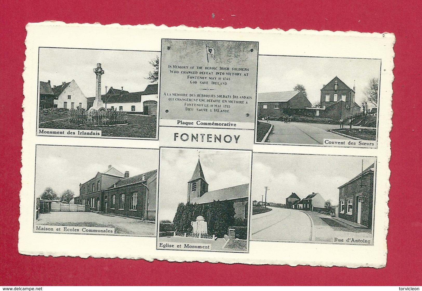 C.P. Fontenoy = Monument Des IRLANDAIS- Couvent Des Soeurs- Maison Et Ecoles Communales- Eglise Et Monument- Rue Antoing - Antoing