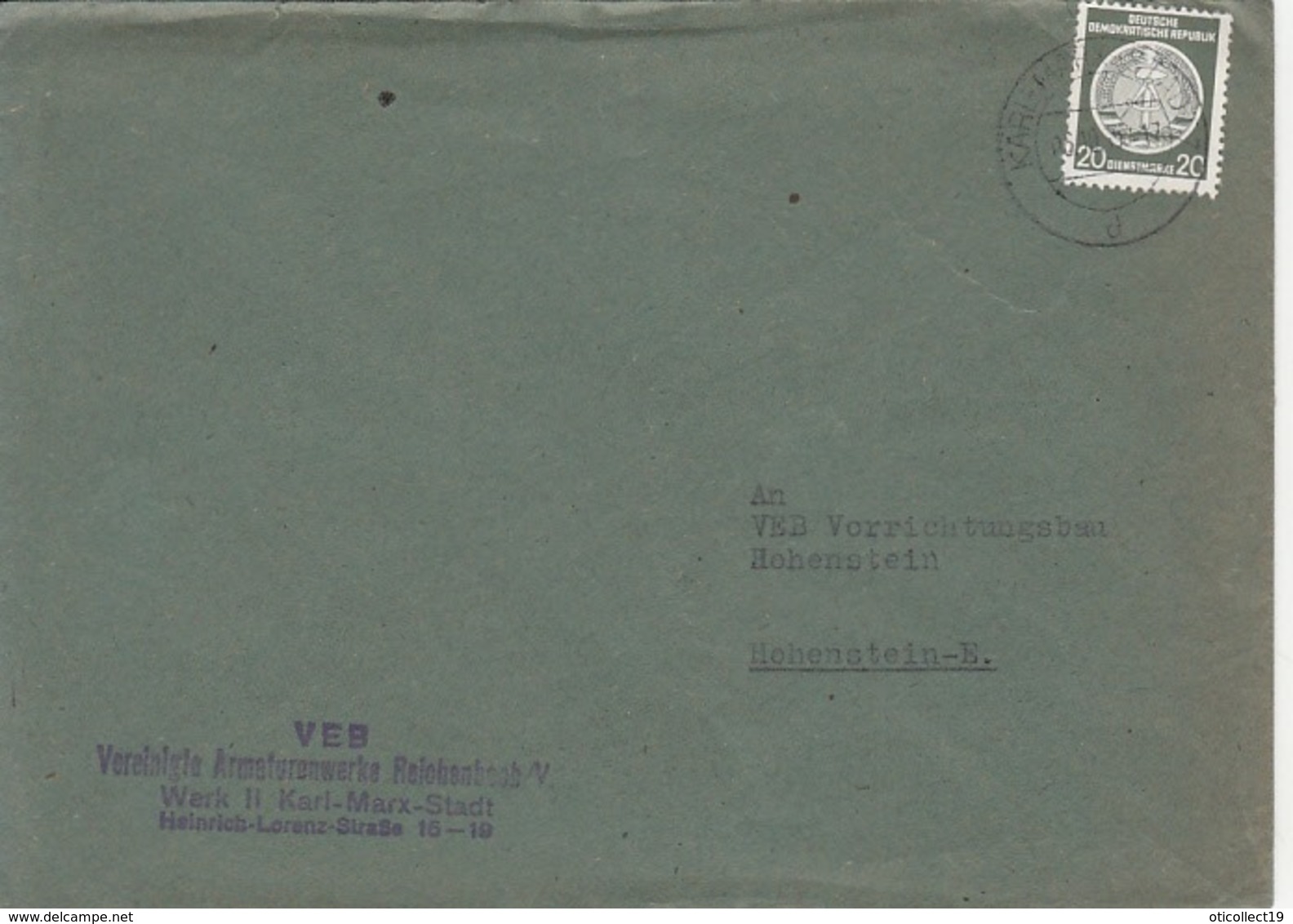 REPUBLIC COAT OF ARMS STAMP ON COVER, 1956, GERMANY-DDR - Briefe U. Dokumente