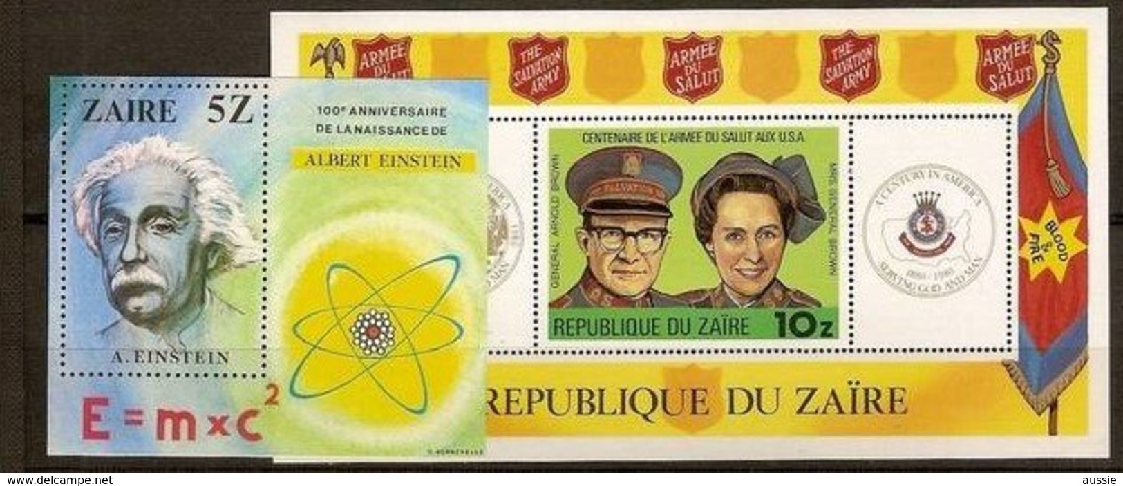 Zaire 1980 OBCn° Bloc  39 - 40 ***  MNH Cote 13,50 € Albert Einstein Armée Du Salut - Neufs