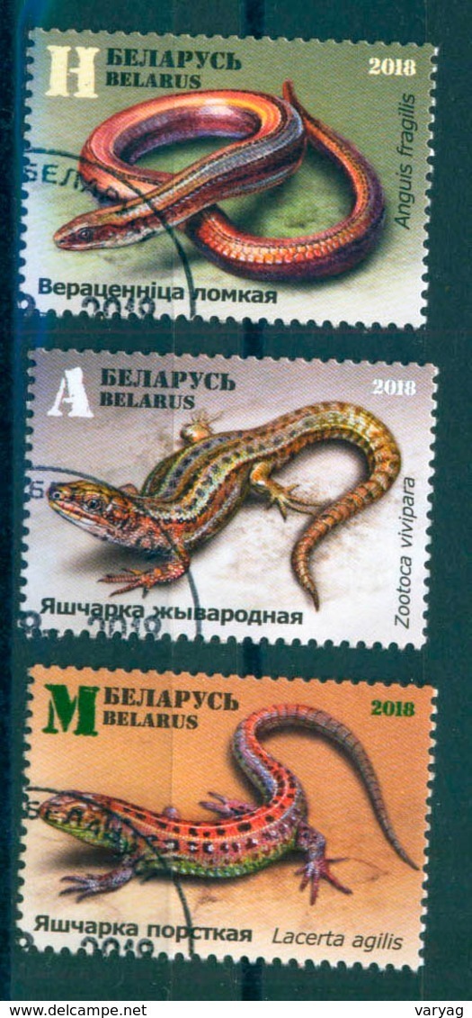 TH Belarus 2018 Lizards Reptiles Lizard Fauna Set 3v Used - Andere & Zonder Classificatie