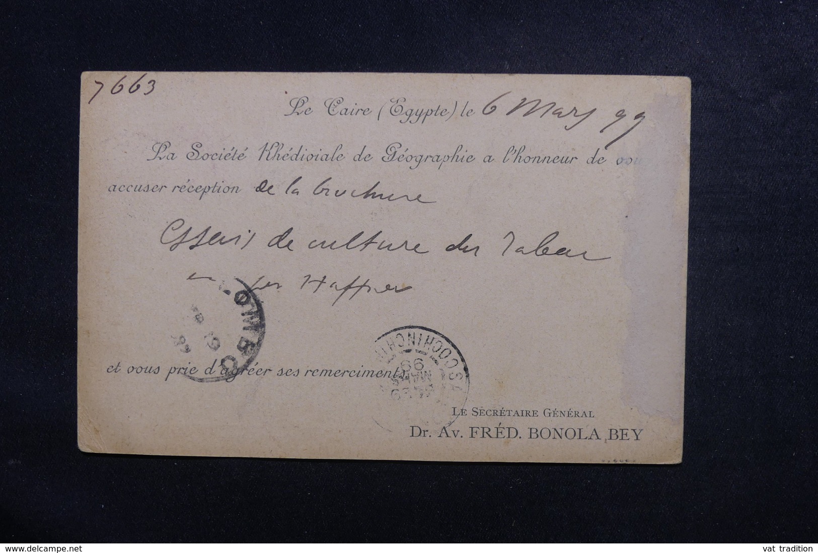 EGYPTE - Entier Postal Commercial ( Repiquage Au Dos )  Du Caire Pour Saïgon En 1899 Via Suez Et Singapour -  L 48053 - 1866-1914 Khedivaat Egypte