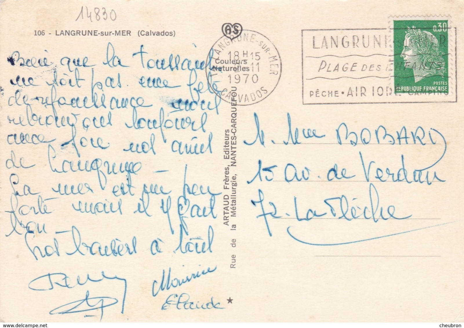 14. LANGRUNE SUR MER. RARETÉ. CARTE MULTI VUES. 5 SUR PALETTE DE PEINTRE. ANNÉE 1970 + TEXTE - Autres & Non Classés