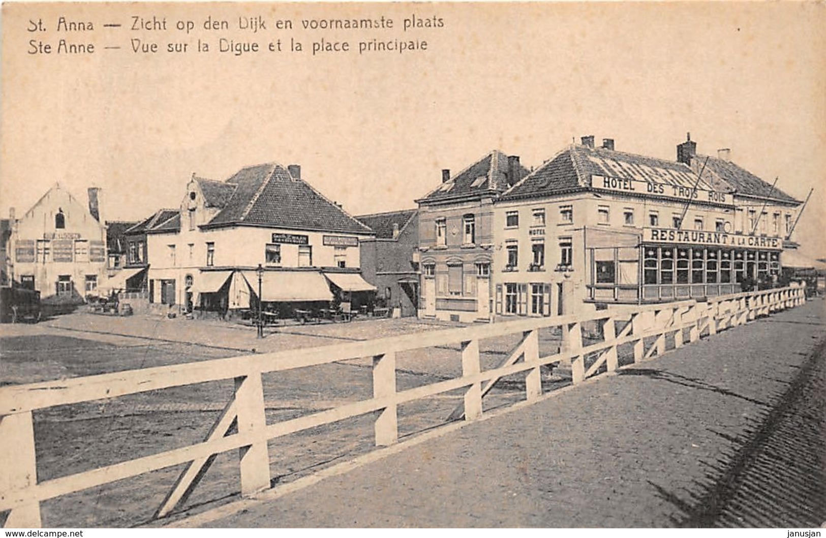 B063 St Anna Zicht Op De Dijk En Voornaamste Plaats Ca 1920 - Autres & Non Classés