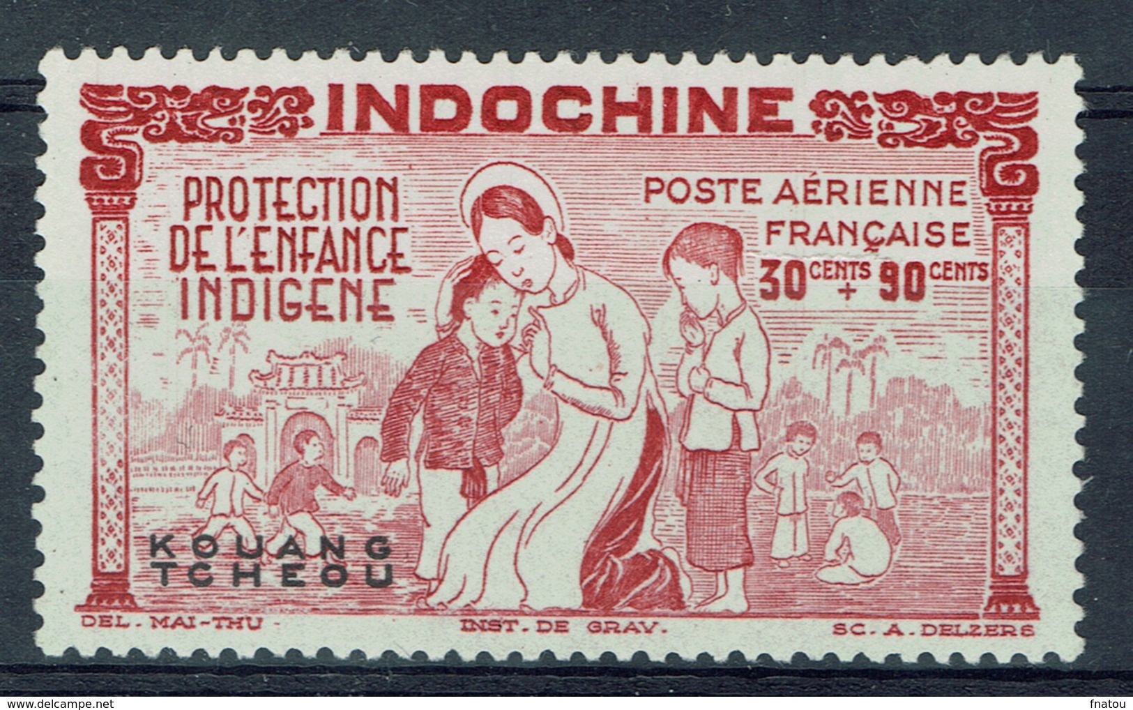 Kouang-Tcheou, Guangzhouwan (French China), "Childhood", 30c. + 90c., 1942, MNG VF  airmail - Nuevos