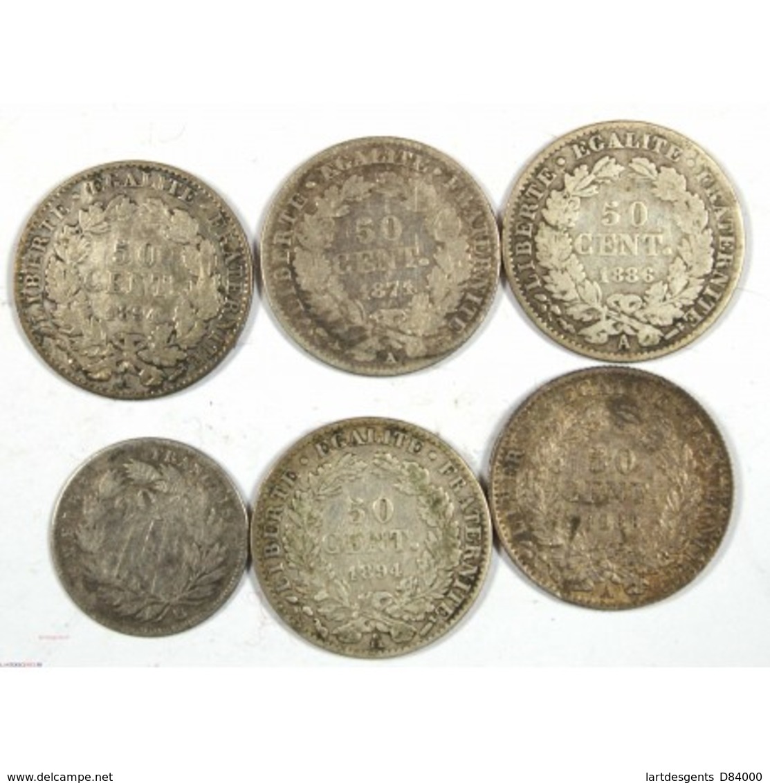 Lot De 50 Centimes Cérès 1871 A, 1886 A Rare, 1888 A, 1894 A + - Sonstige & Ohne Zuordnung