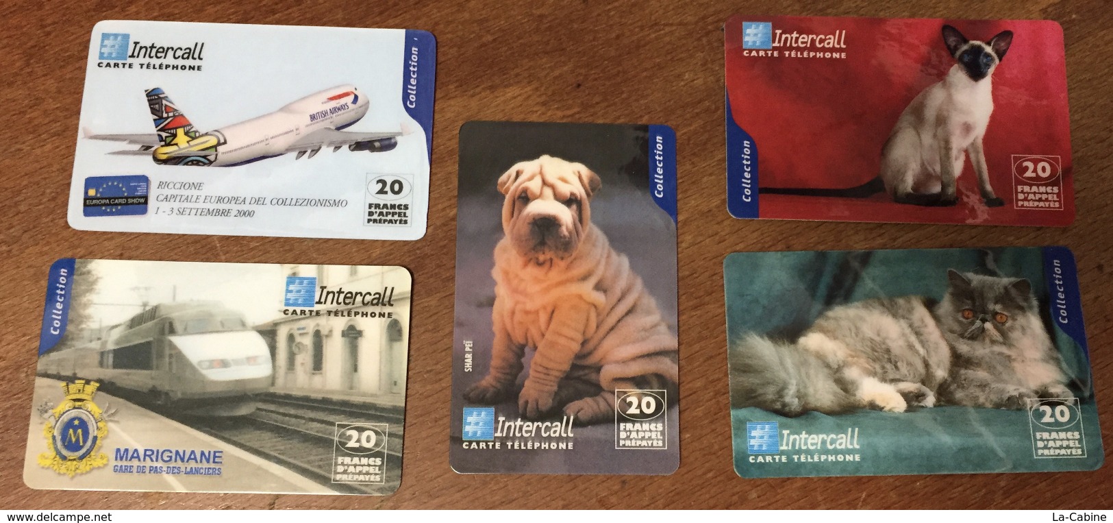 TGV - CHATS - CHIEN - AIRBUS BRITISH AIRWAYS LOT DE 5 CARTES TÉLÉPHONIQUE A CODE INTERCALL PHONECARD TÉLÉCARTE - Andere & Zonder Classificatie