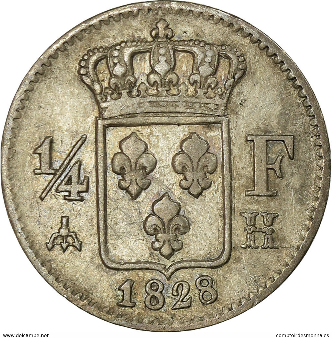 Monnaie, France, Charles X, 1/4 Franc, 1828, La Rochelle, TTB, Argent, KM:722.5 - 1/4 Francs