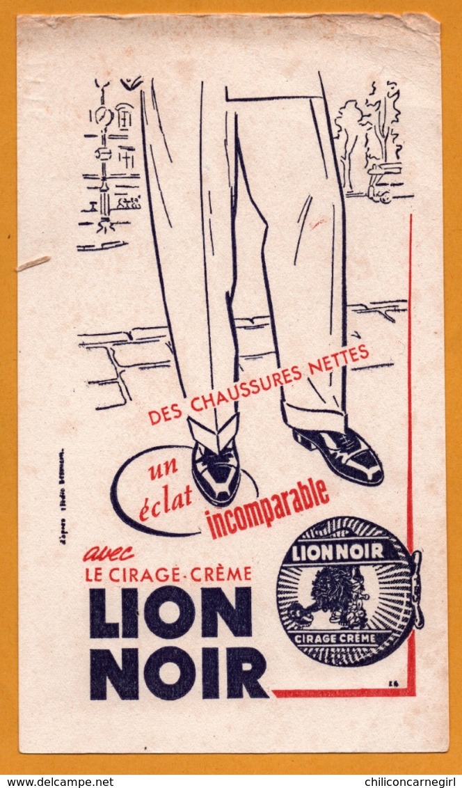 BUVARD Illustré - BLOTTING PAPER - LION NOIR - Cirage Crème - Chaussures - Zapatos