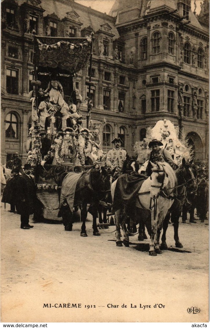 CPA PARIS Mi-Careme 1912 - Char De La Lyre D'Or (300374) - Karneval - Fasching