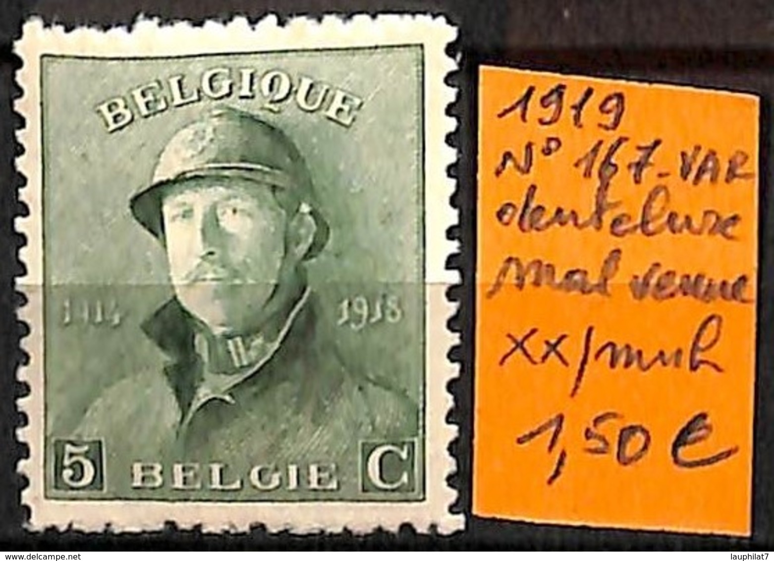 [830920]TB//**/Mnh-Belgique 1919 - N° 167VAR, Dentelure Mal Venue, Familles Royales, Rois - Non Classificati