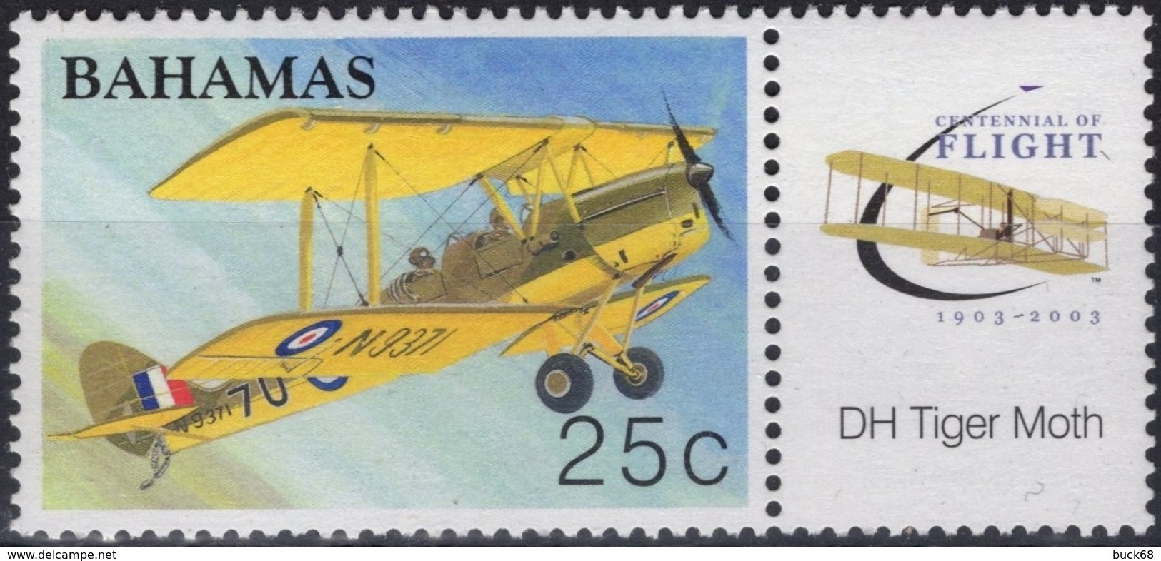 BAHAMAS Poste 1144 ** Aviation Avion Plane De HAVILLAND DH82 Tiger Moth - Bahamas (1973-...)