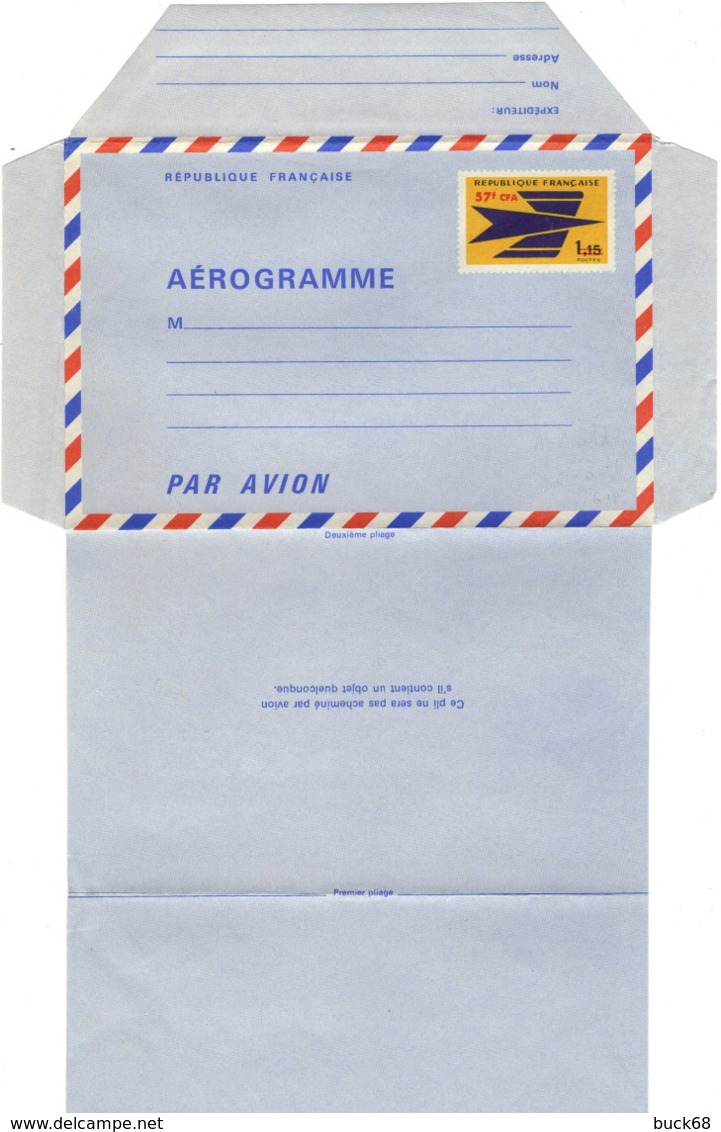 REUNION CFA Aérogramme Entier Postal 2 ** MNH Logo De La Poste Et Surcharge 57f CFA (CV 115 €) - Neufs