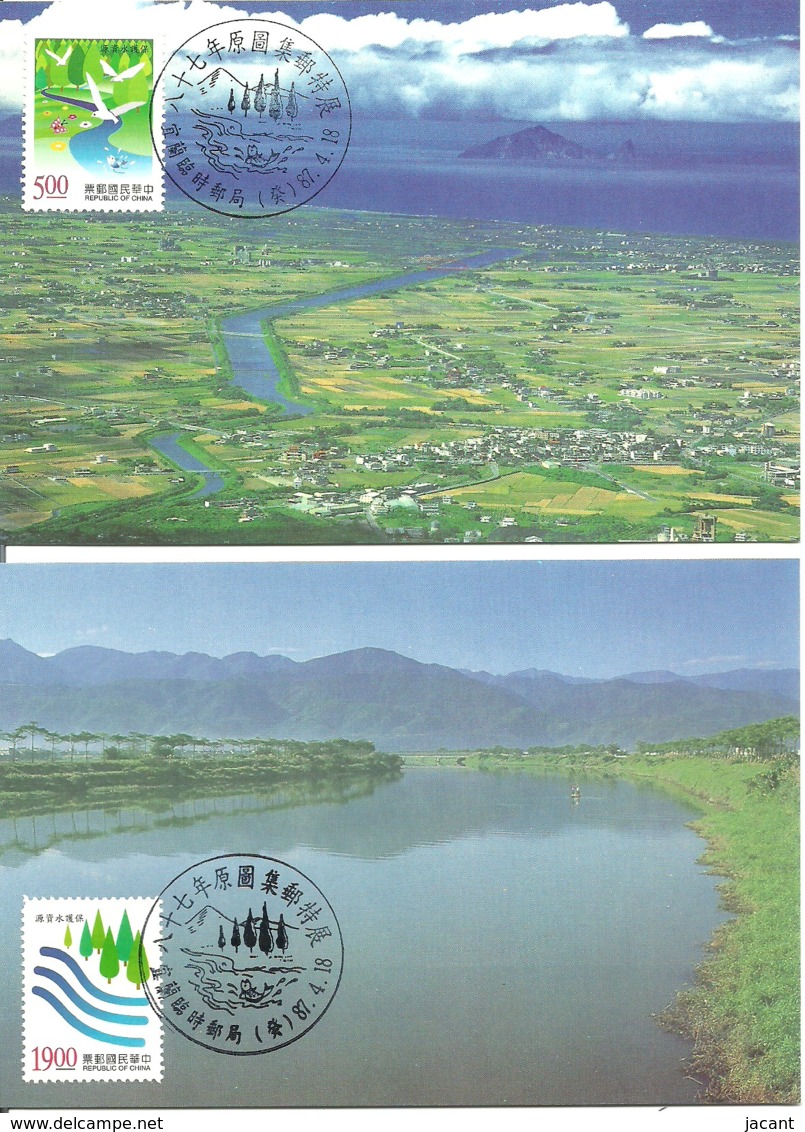 Carte Maximum - Taiwan - Formose - Set Of 2 Cards - Tung Shan River - Cartoline Maximum