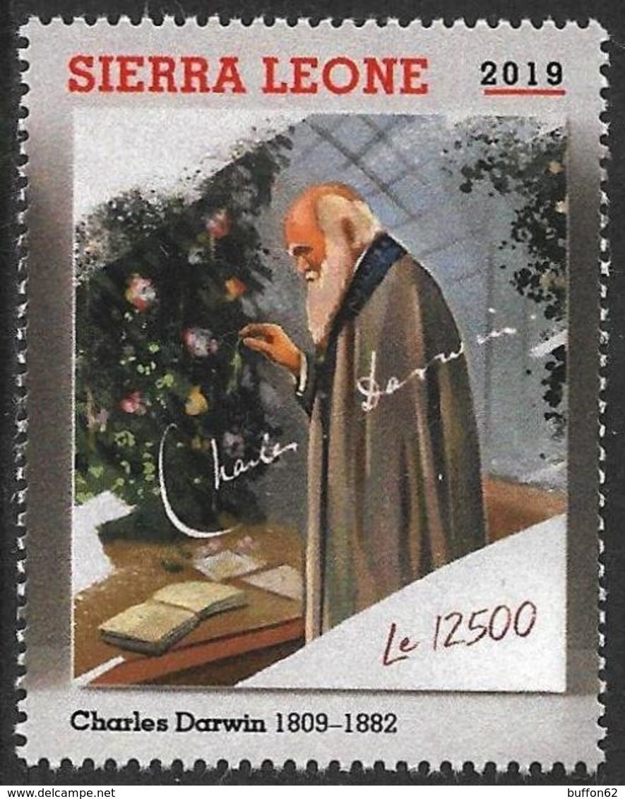 Sierra Leone (2019) 2i10e Anniversaire Charles Darwin âgé Fêtant Noël. Elder Charles Darwin Celebrating Christmas. Sapin - Autres & Non Classés