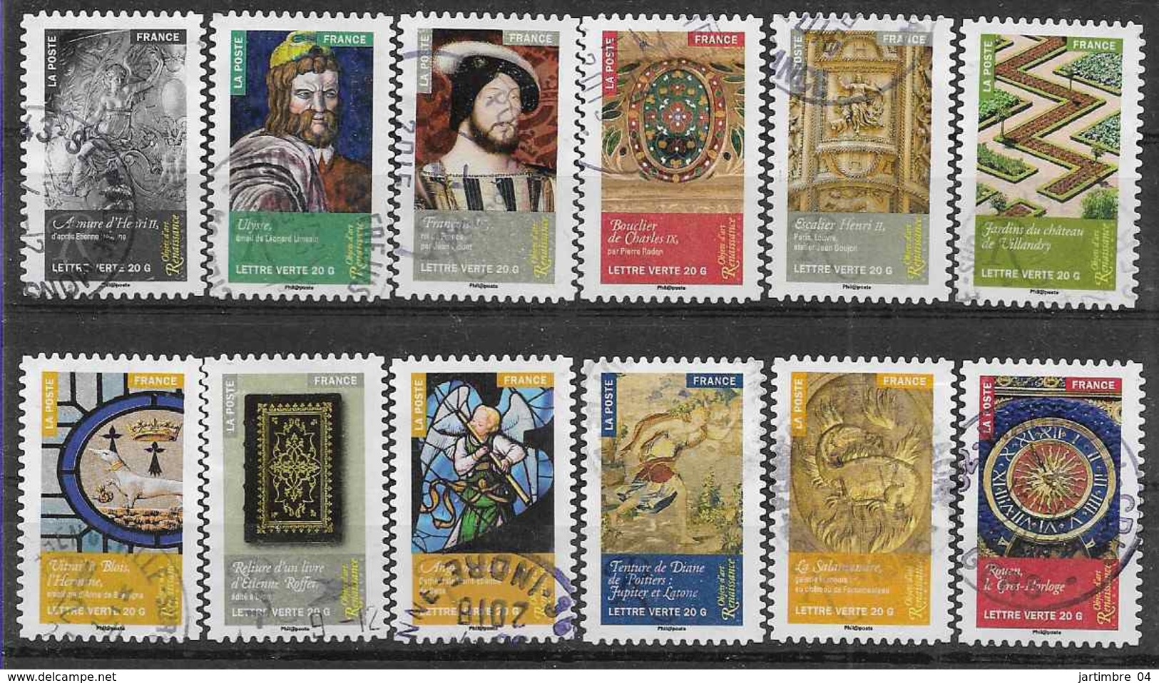 2014 FRANCE Adhesif 1011-22 Oblitérés, Cachet Rond, Renaissance - Altri & Non Classificati