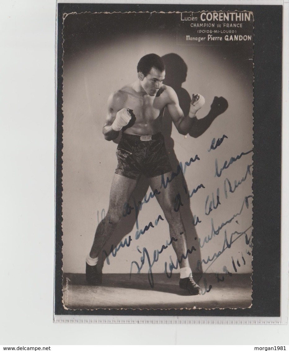 .BOXING.BOKSEN. PHOTO. Lansival   BOXEUR LUCIEN CORENTHIN MANAG. P.GANDON  SIGNEE. AUTOGRAPHE - Boxing