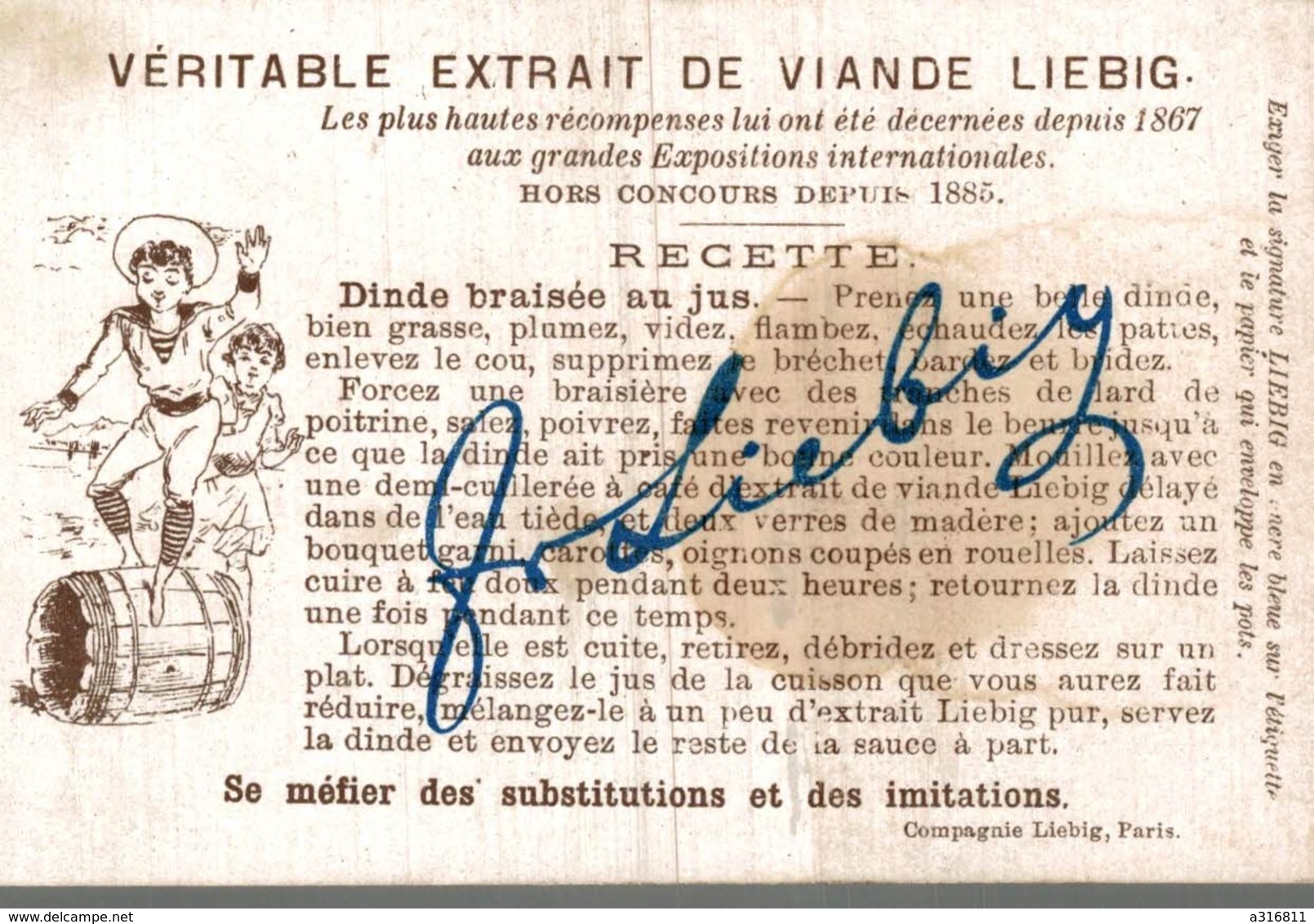 Chromo Liebig . "Si Je Pouvais Lui Pincer Sa Poupée... Tiens, Regarde-donc Là-haut...Ce Gros Ballon". - Liebig