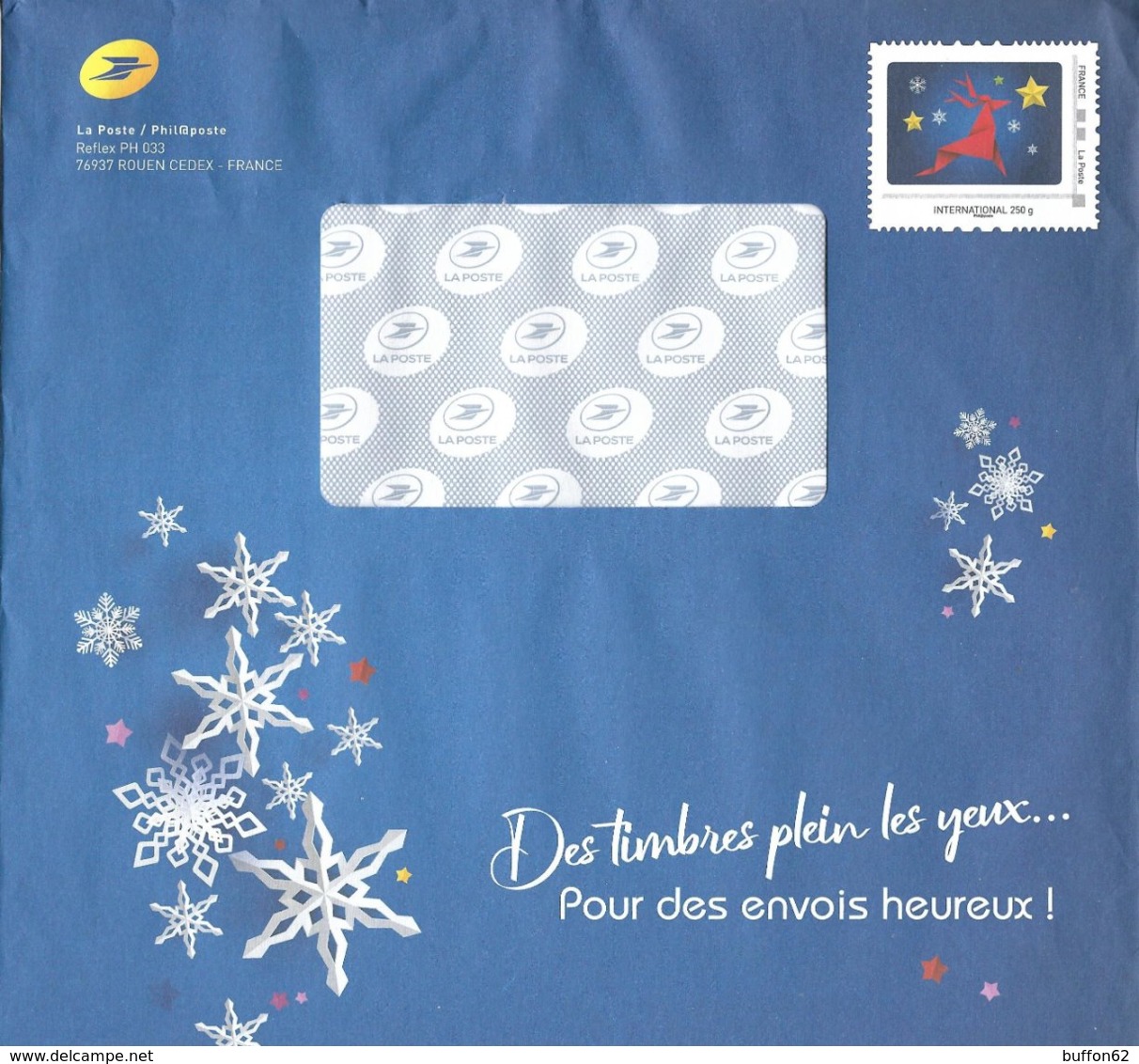 France (2019) Entier Postal De Service MonTimbraMoi  Etoiles Cristaux De Glace; Renne Origami. Service Postal Stationery - Prêts-à-poster:  Autres (1995-...)