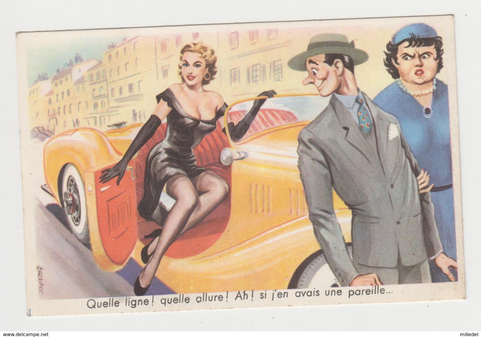 BA575 - Illustration Signée Louis Carrière - Femme Pin-up - Belle Voiture - Quelle Ligne !  Quelle Allure ! .... - Carrière, Louis