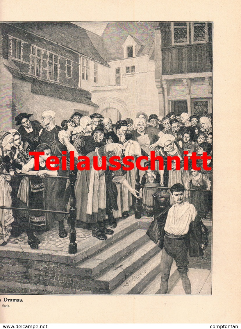 1620 W. Geets Ende Eines Dramas Leuten Druck 39x28 Cm 1905 !! - Estampes & Gravures